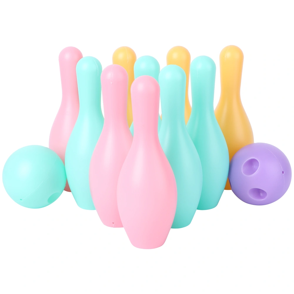 1 Set of Kids Bowling Play Sets Funny Indoor Sports Kit (Pink, Yellow, Sky-blue)