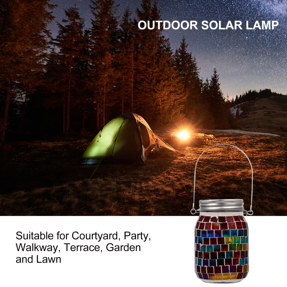 1pc Solar Power Yard Mason Jar Light Outdoor Colorful Mason Jar Lantern