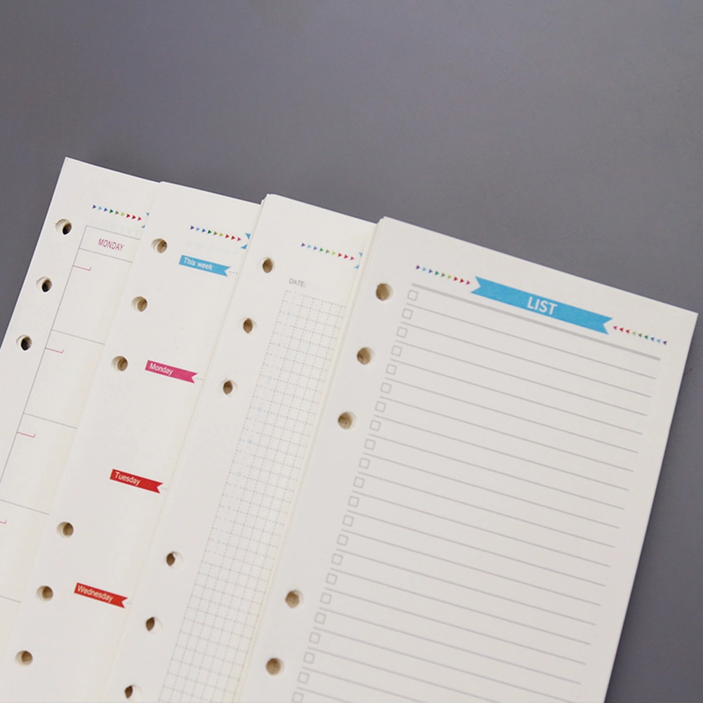 40 Sheets A6 Size 6-Hole Paper Refills For Notebook Planner Journal Dairy (TODO Diary)