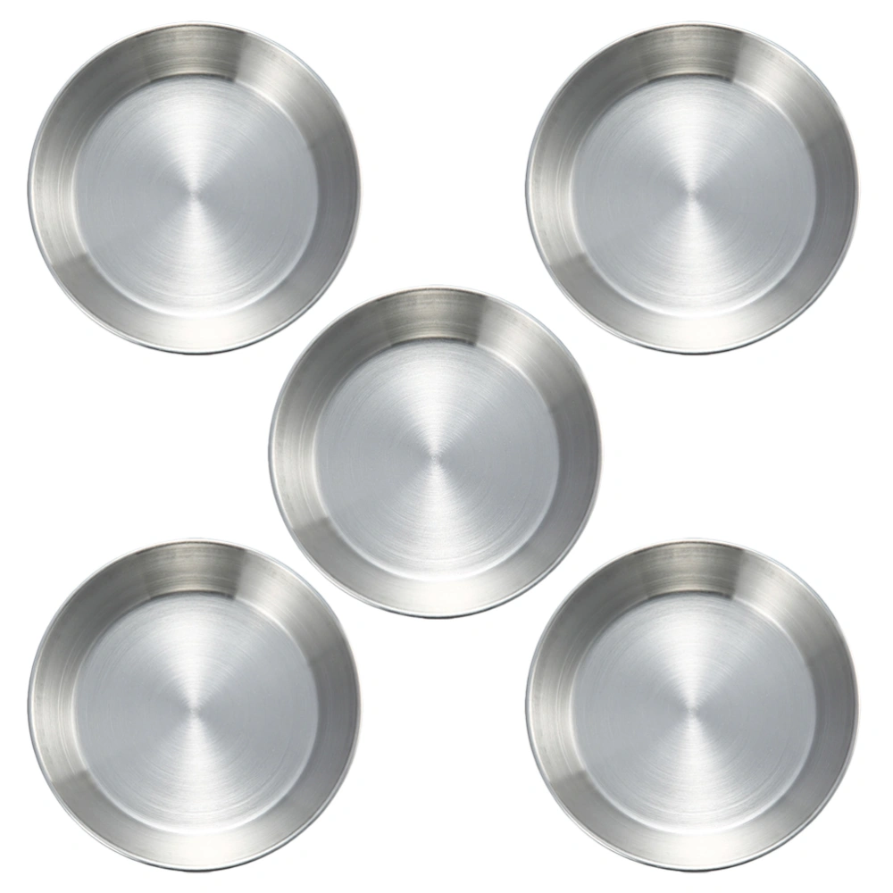 5pcs Stainless Steel Seasoning Dishes Small Sauce Dishes for Home(Silver)