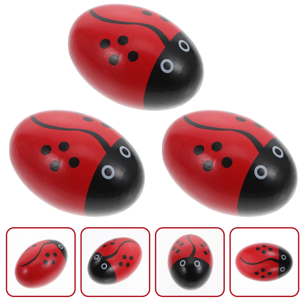 3pcs Ladybird Pattern Egg Shakers Musical Percussion Instrument Eggs Kids Toys