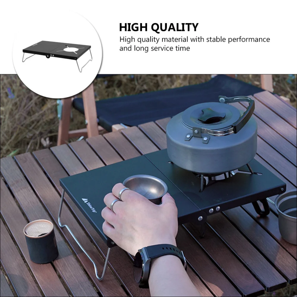 1pc Camping Folding Table Picnic Food Grill  Portable Outdoor Table (Black)