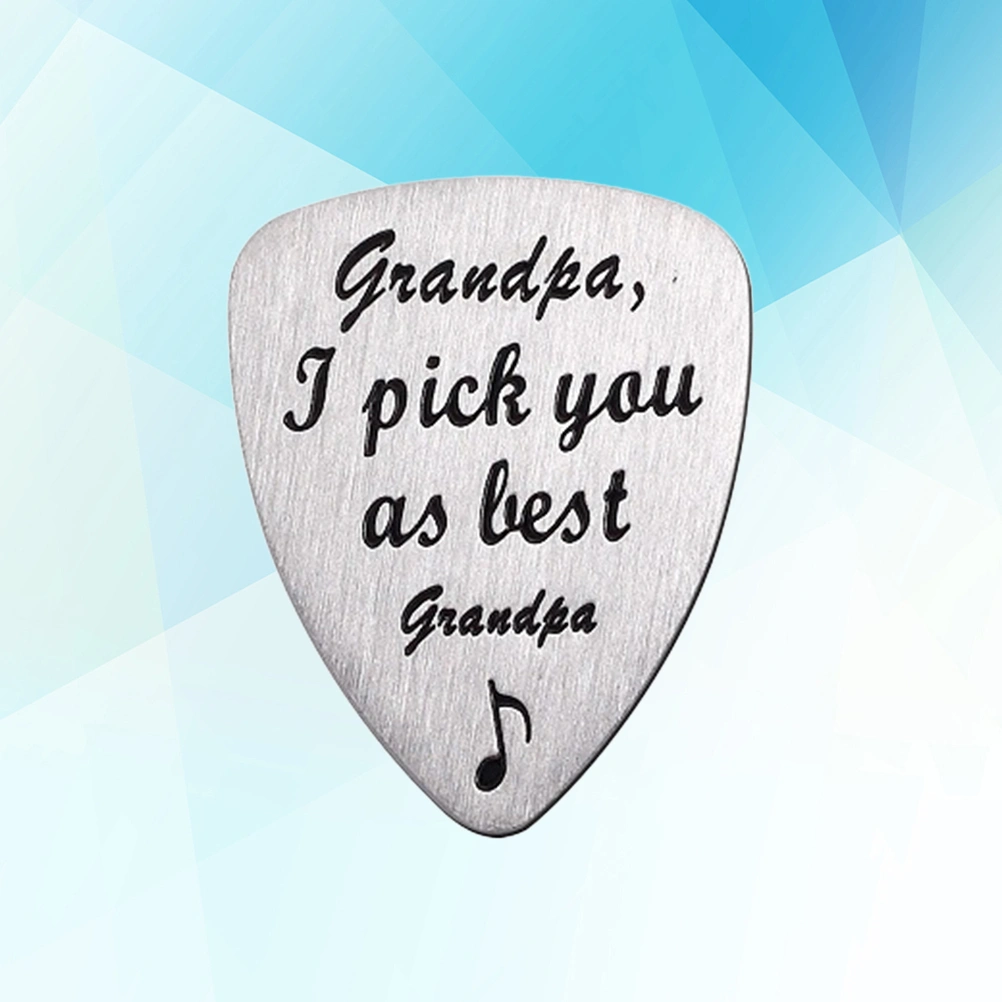 Titanium Steel Carved Guitar Pick Grandpa I Pick You As Best Grandpa Letter Engraved Ukulele Pick Musical Instrument Accessory