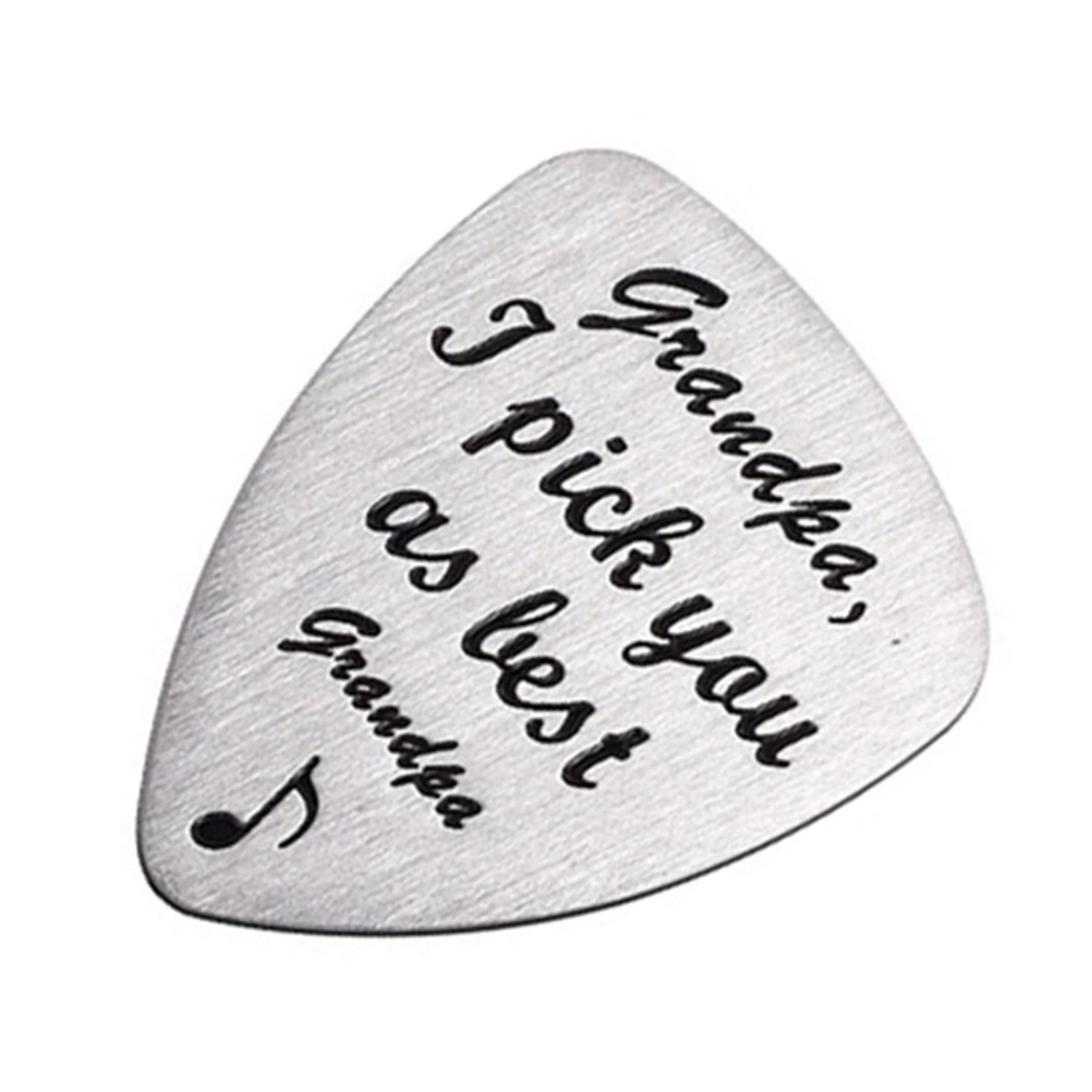 Titanium Steel Carved Guitar Pick Grandpa I Pick You As Best Grandpa Letter Engraved Ukulele Pick Musical Instrument Accessory
