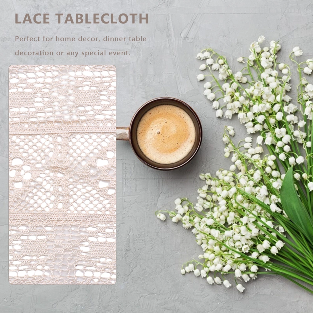 1pc Ins Hollow Crochet Tablecloth Rural Simple Lace Design Tablecloth (28x40cm)