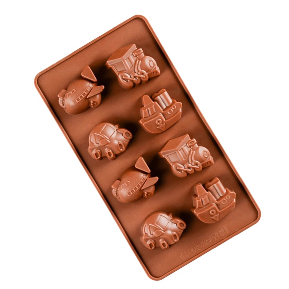 8 Cavity DIY Silicone Baking Molds Car Ship Boat Shaped Pans Candy Molds Chocolate Mould Ice Cube Trays (Coffee)