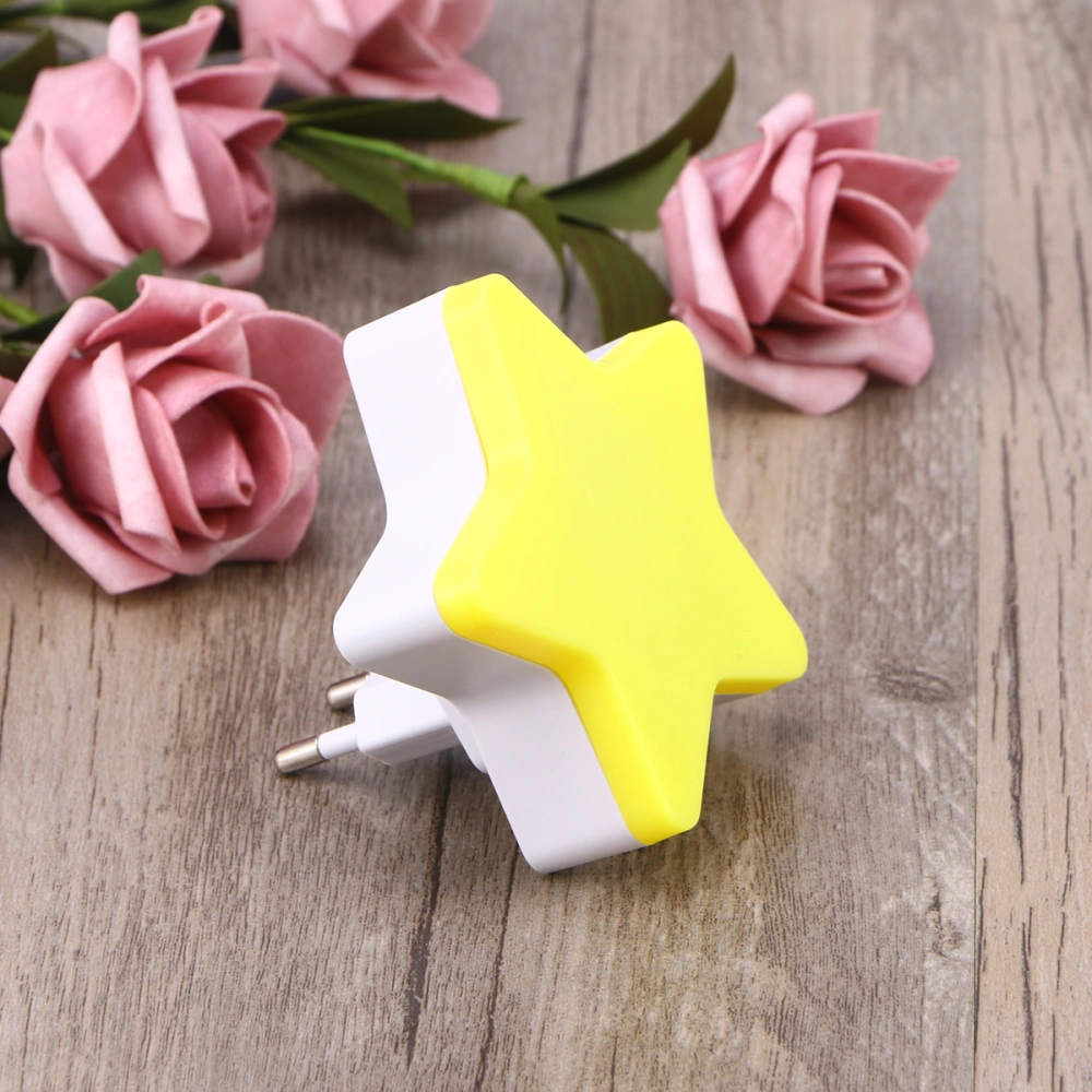 Smart Light Control Small Night Light Five-pointed Star Shaped Wall Lamp for Kids Room Bedroom Hallway (Yellow)