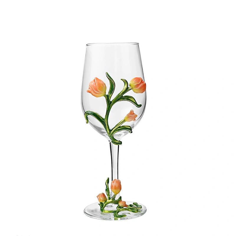 Wine Glass Creative Glass Wine Goblet Reusable Embossment Tulip Champagne Goblet