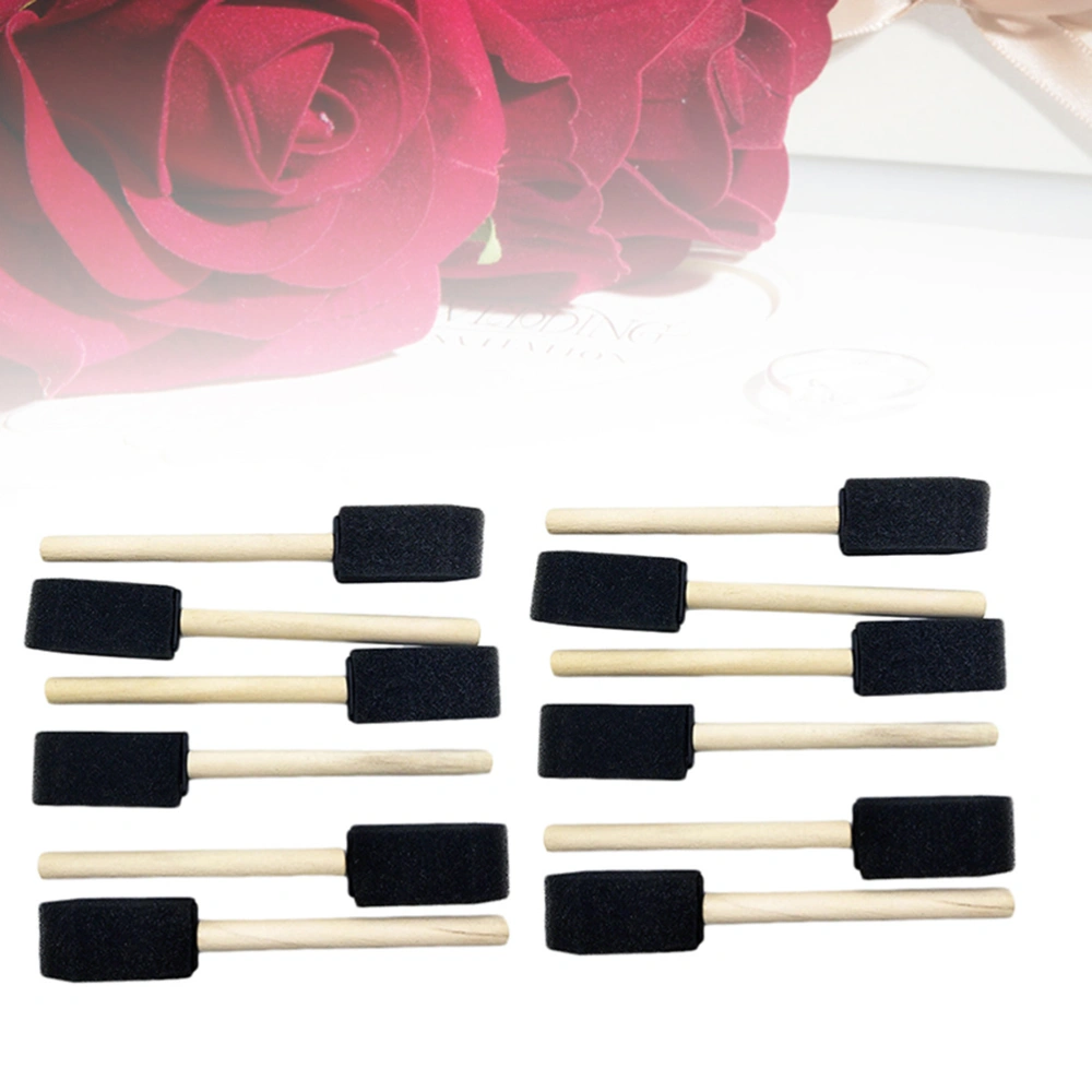 15pcs 2.5cm Art Sponge Brushes Wood Handle Paint Brushes Tools for Drawing Painting Graffiti (Black)