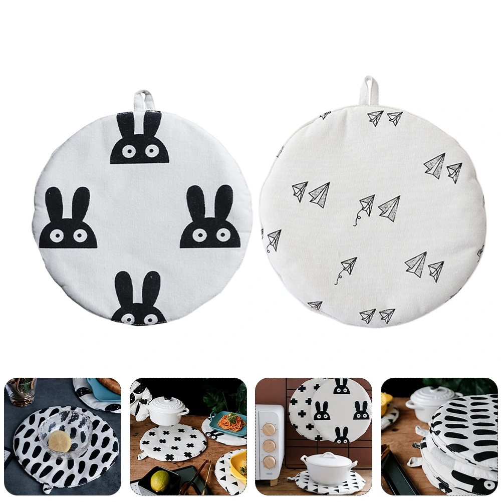 2 Pcs Linen Cotton Pot Mats Heat Insulation Mats Table Mats (Random Color Style)