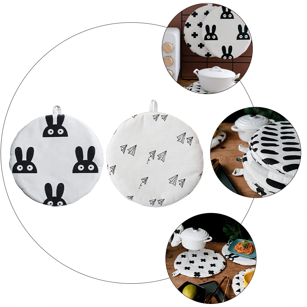 2 Pcs Linen Cotton Pot Mats Heat Insulation Mats Table Mats (Random Color Style)