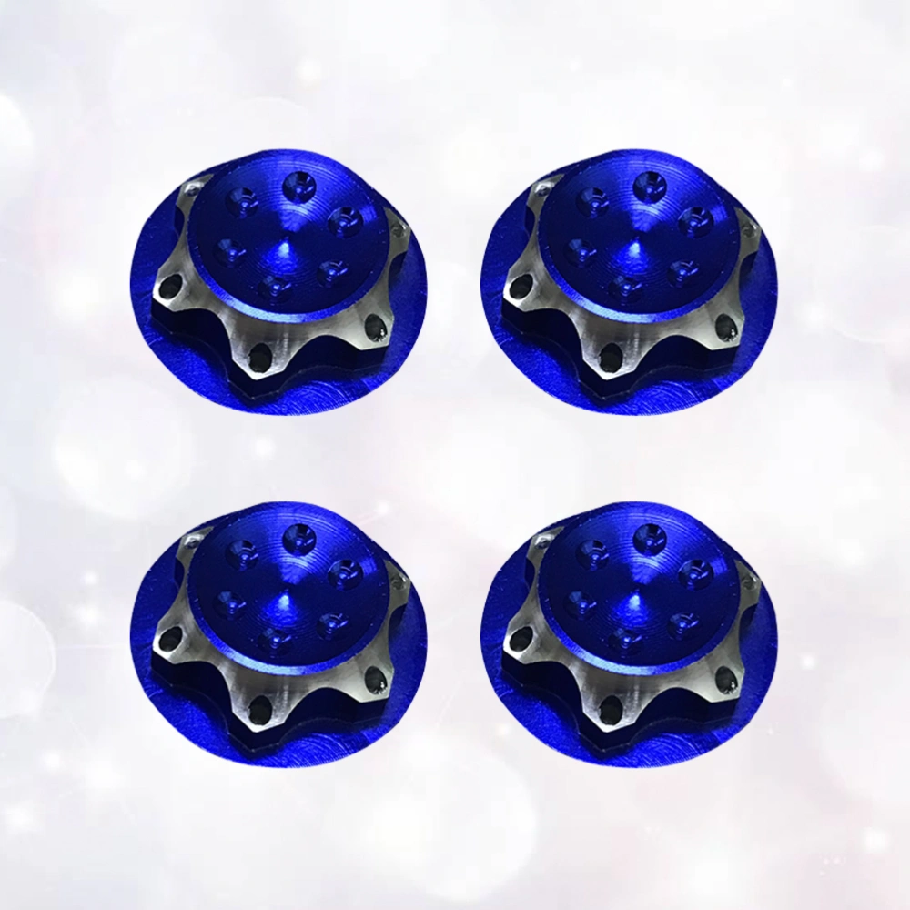 4Pcs Aluminium Alloy Wheel Hub Cover 17mm Lock Nut Thread Dustproof Non-slip Nut for 1/8 RC Car Truck CNC Machining (Blue)