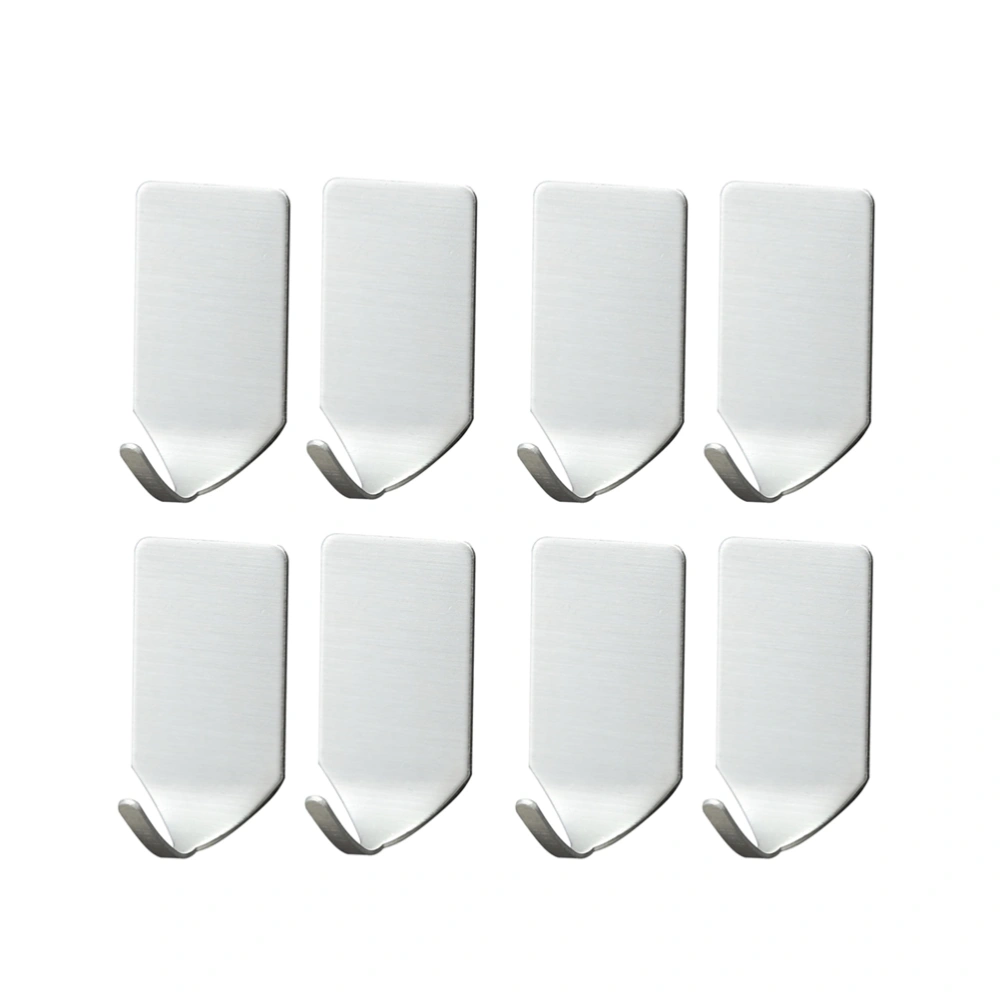 8pcs 304 Stainless Steel Self Adhesive Hooks Waterproof Wall Hangers Drill Free for Bathroom Kitchen (Tiny Hook)