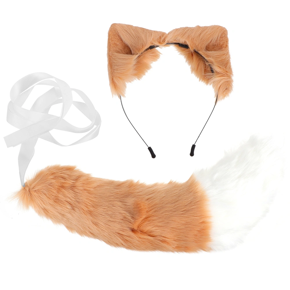 2Pcs Animal Cosplay Costume Accessories Set Lovely Headband and Plush Tail