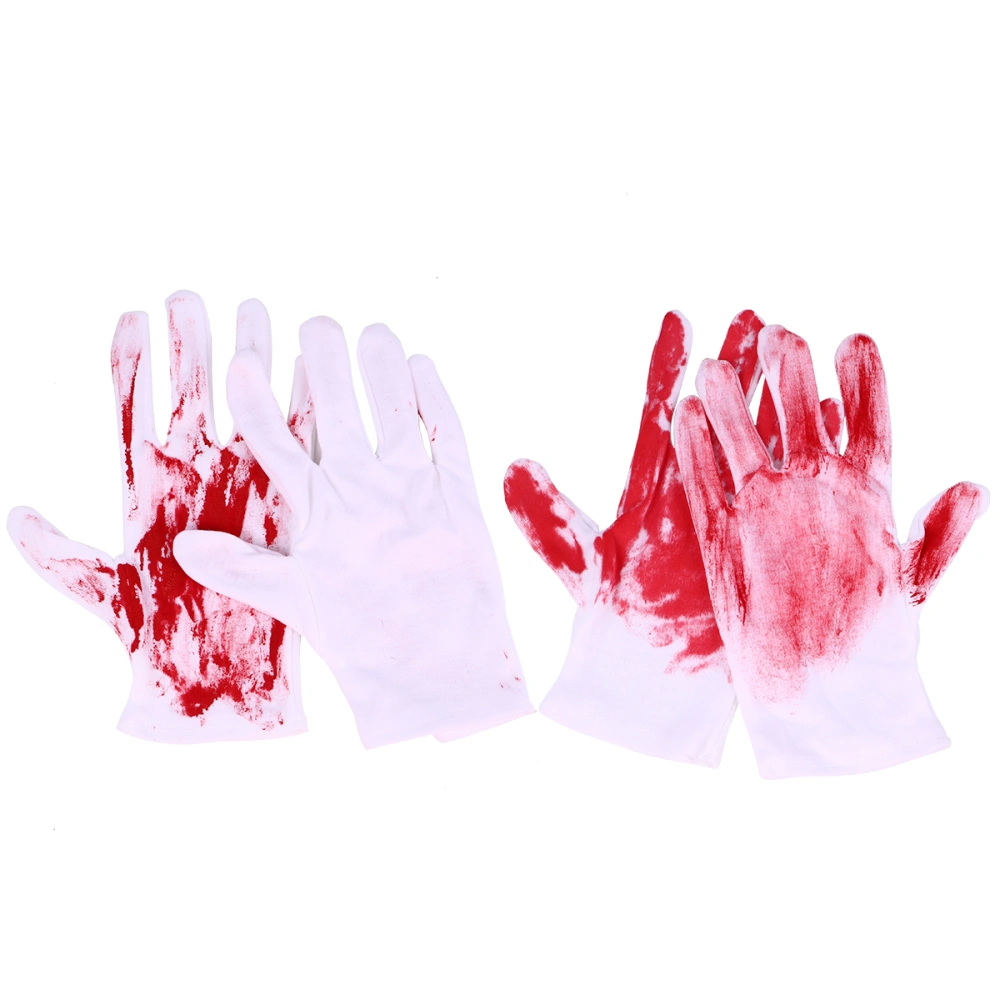 2 Pairs Bloody Gloves Ornament Halloween Tricky Decor Props for Haunted House