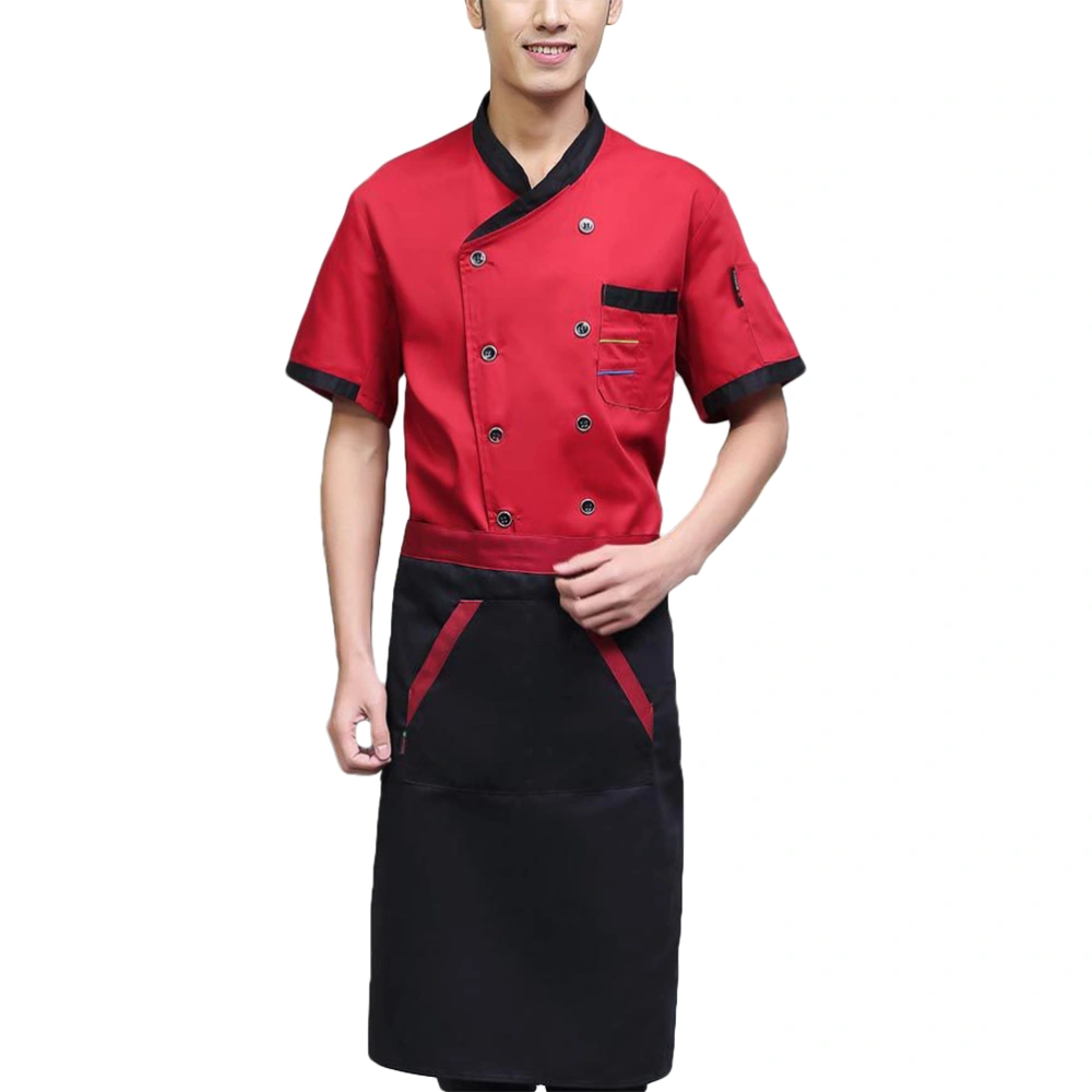 Fashionable Chefs Apparel Unisex Short Sleeve Chef Basical Chef Summer Uniform 3XL (Wine Red)