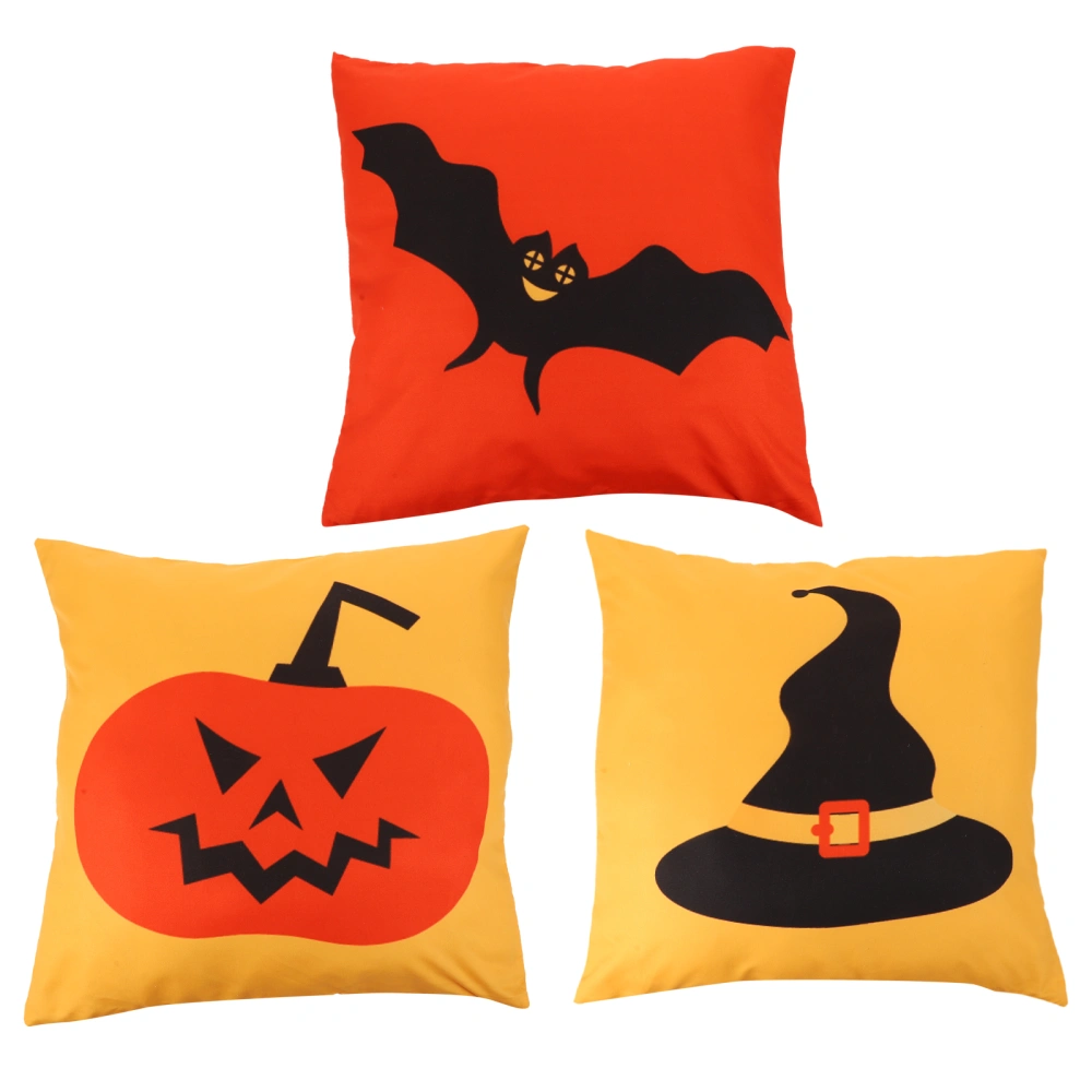 3Pcs Halloween Elements Pillow Cover Creative Printing Pillowcase for Home