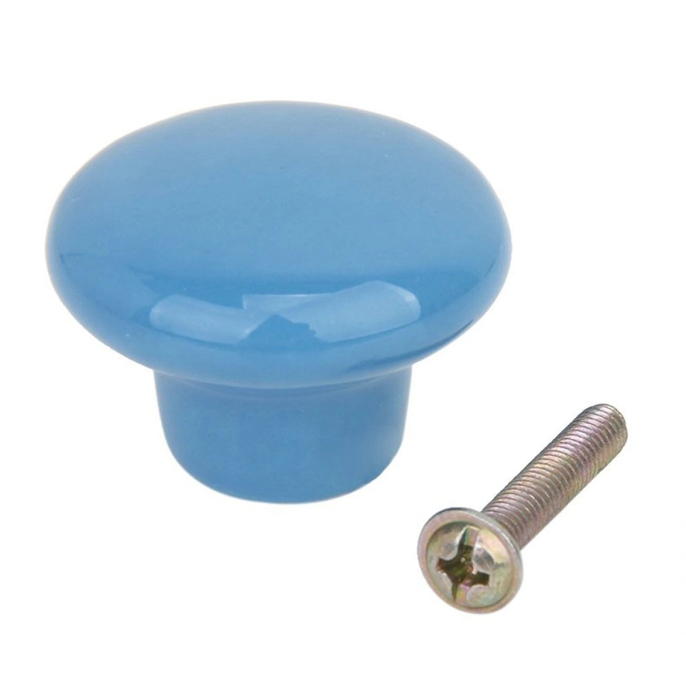 5pcs Durable Round Ceramic Kitchen Cupboard Cabinet Drawer Door Knobs Pull Handles - Size S (Blue)