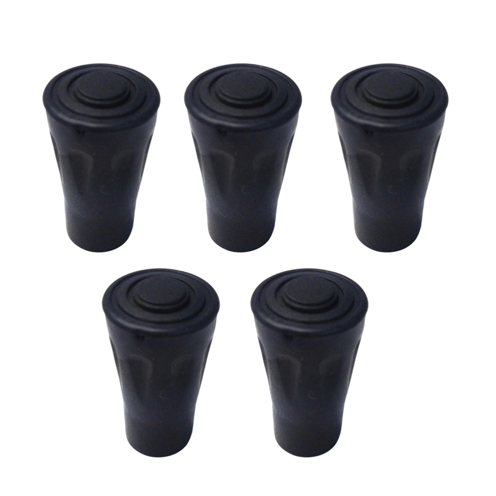 5pcs Outdoor Trekking Pole Accessories Rubber Foot Cover Pole Tip Protectors Rubber Chair Leg Caps Hiking Stuff- Absorbing, Adds Grip, Traction Stability(Black)