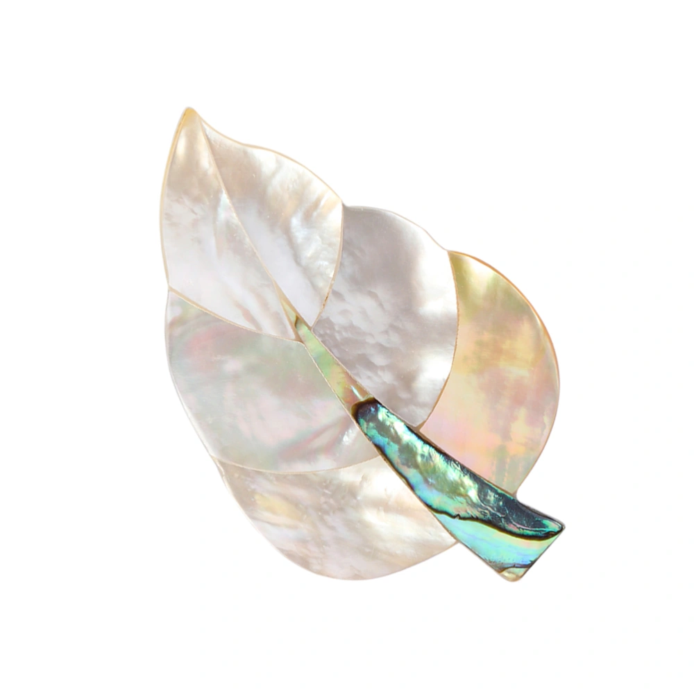 Fashion Leaf Shaped Brooch Retro Stylish Personality Natural Shell Brooch Fashion Jewelry