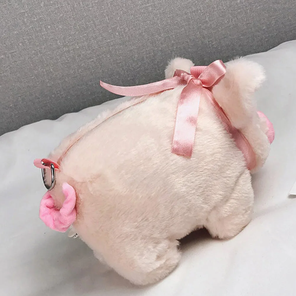 1pc Plush Student Bag Outdoor Messenger Bag Plush Pig Design Storage Bag