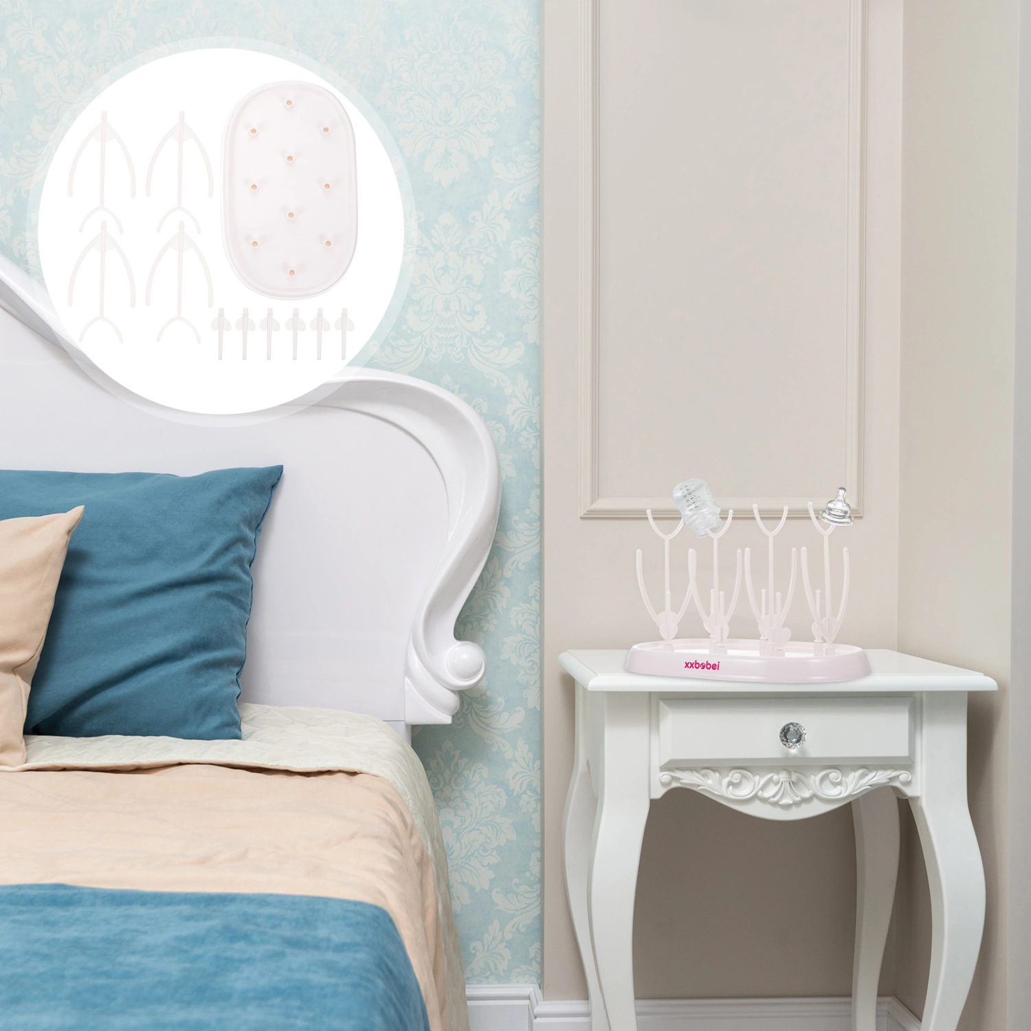 1Pc Baby Nursing Bottle Drying Rack Dust-proof Baby Bottle Storage Rack (White)