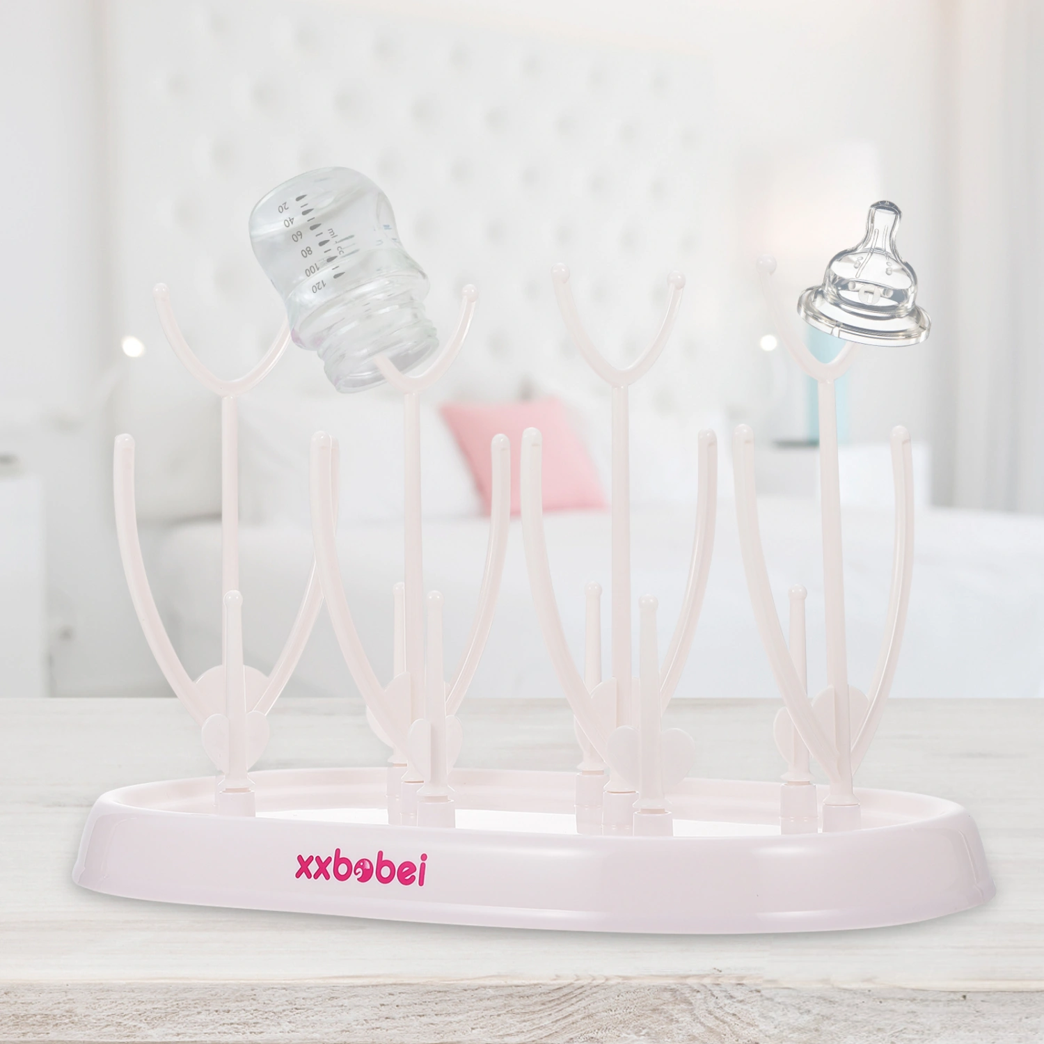 1Pc Baby Nursing Bottle Drying Rack Dust-proof Baby Bottle Storage Rack (White)