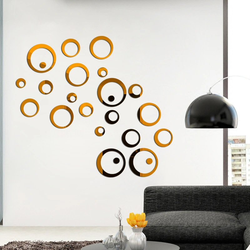 1 Set of Mirror Wall Stickers Acrylic Mirror Adhesive Circle Stickers Mirror Tiles Decals for Home