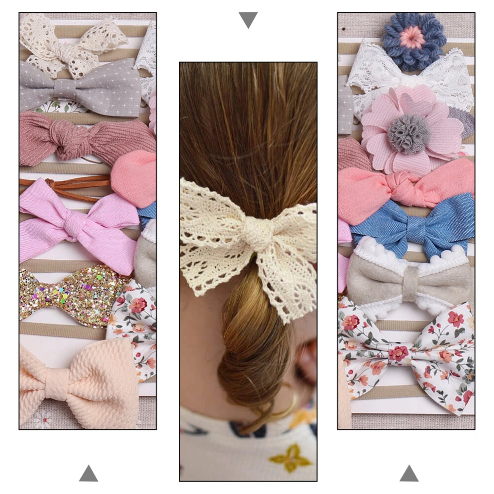 14pcs Baby Shower Bow Headband Elastic Traceless Head Strap for Newborns Infant Mixed Style