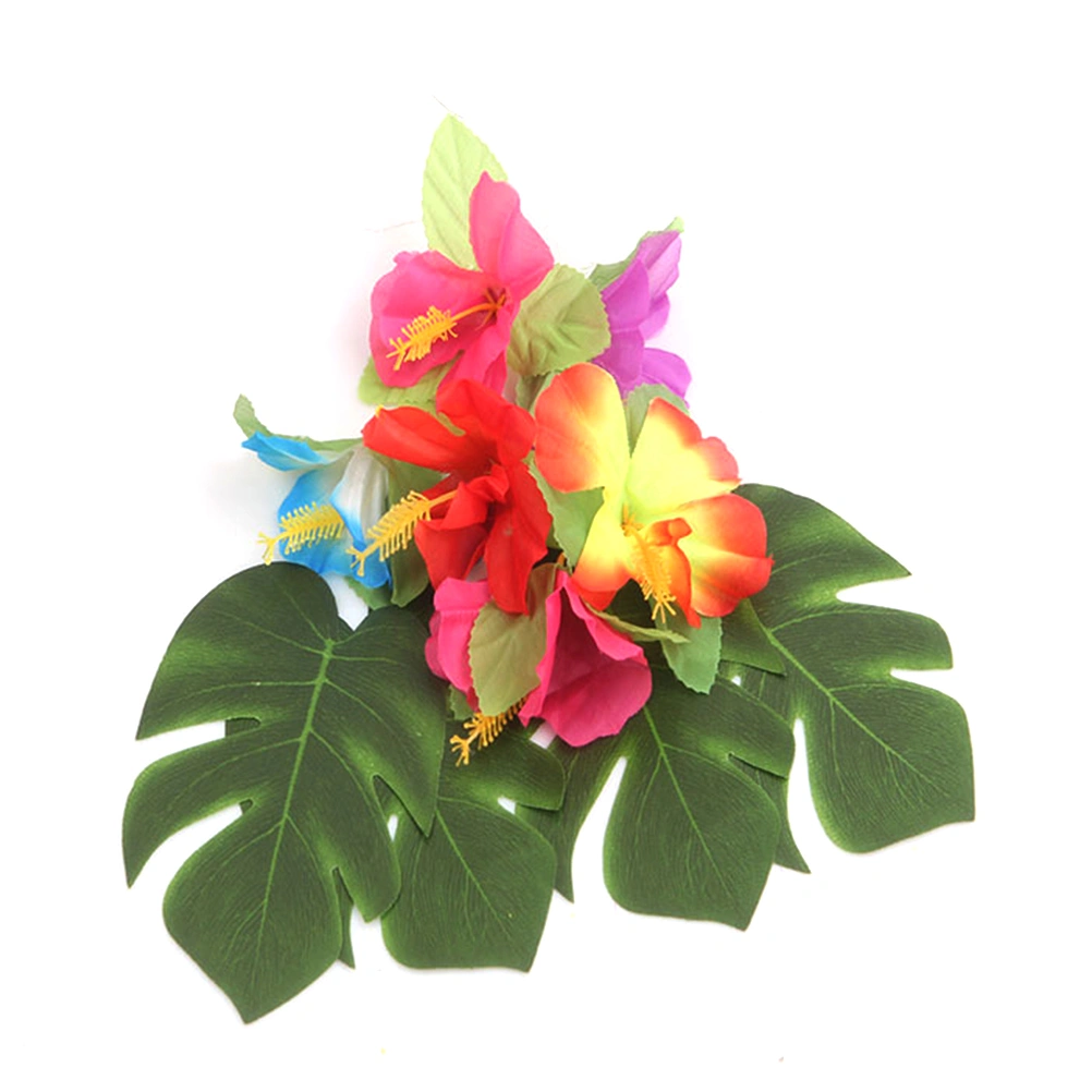 60pcs Artificial Turtle Leaves Hibiscus Flower Plants DIY Wedding Party Kids Birthday Party Backdrop Decor Home Room Decor Supplie(Color Randomization)