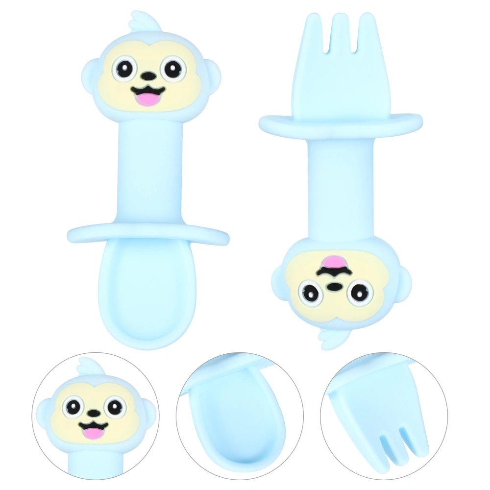 2Pcs Baby Fork Spoon Set Adorable Cartoon Kids Tableware Infant Spoon Fork