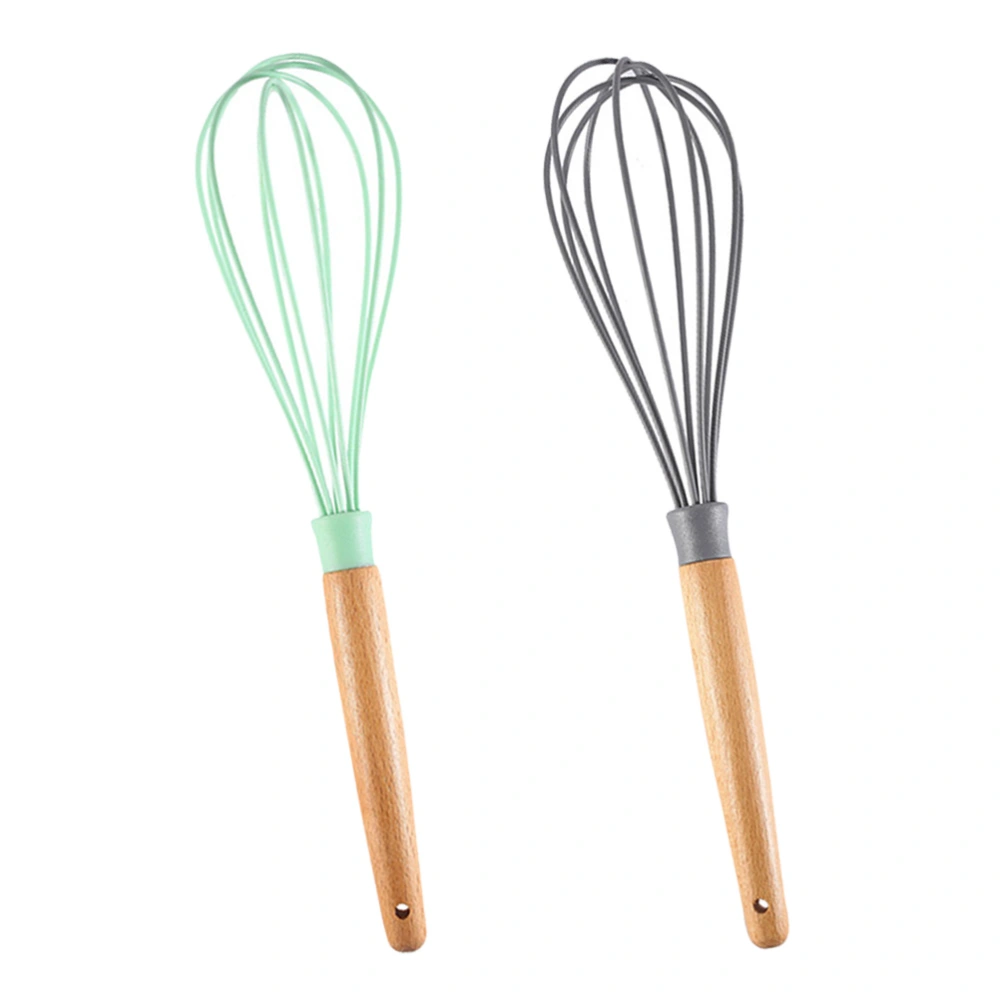 2pcs Stainless Steel Rotary Egg Beater Manual Eggbeater Cream Whisk Butter Blender Dough Mixer with Wooden Handle for Kitchen Home (Assorted Color)