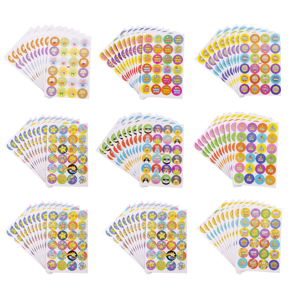 90 Sheets Creative Reward Stickers Adhesive Rewarding Labels Cartoon Decals Home Adornment for Kindergarten Primary School (Random Style)