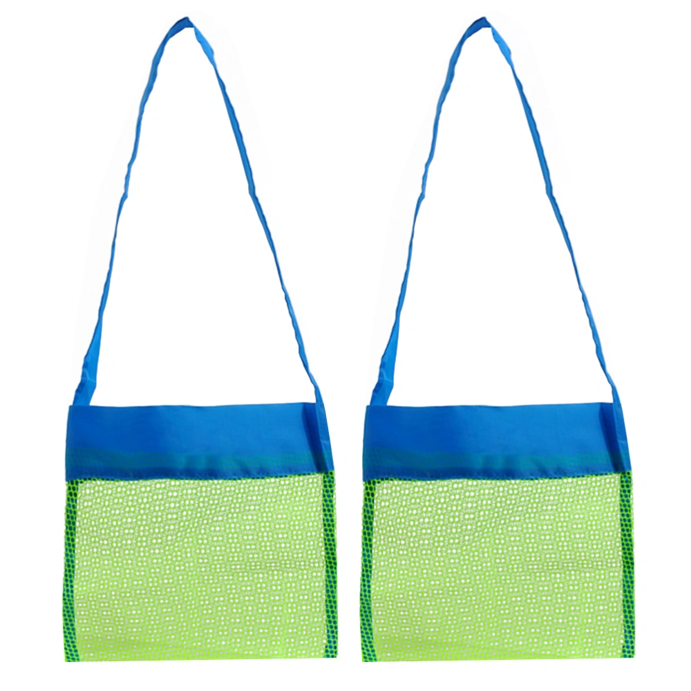 2pcs Children Beach Bag Single-shoulder Bag Crossbody Bag Mesh Storage Pouch Beach Toy Organizer Pouch Bag for Kids (Green)