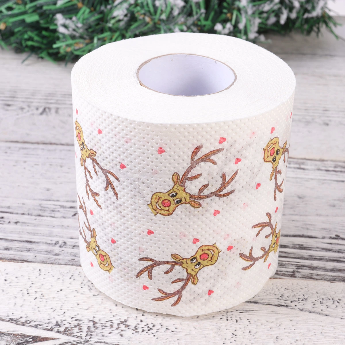 Creative Toilet Paper Roll Christmas Elk Printing Roll Paper Coloured Printed Toilet Paper Christmas Deer Patterns Tissue