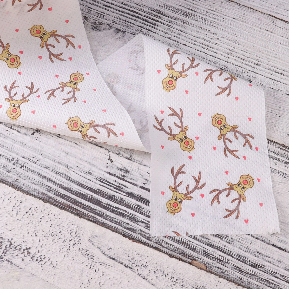 Creative Toilet Paper Roll Christmas Elk Printing Roll Paper Coloured Printed Toilet Paper Christmas Deer Patterns Tissue