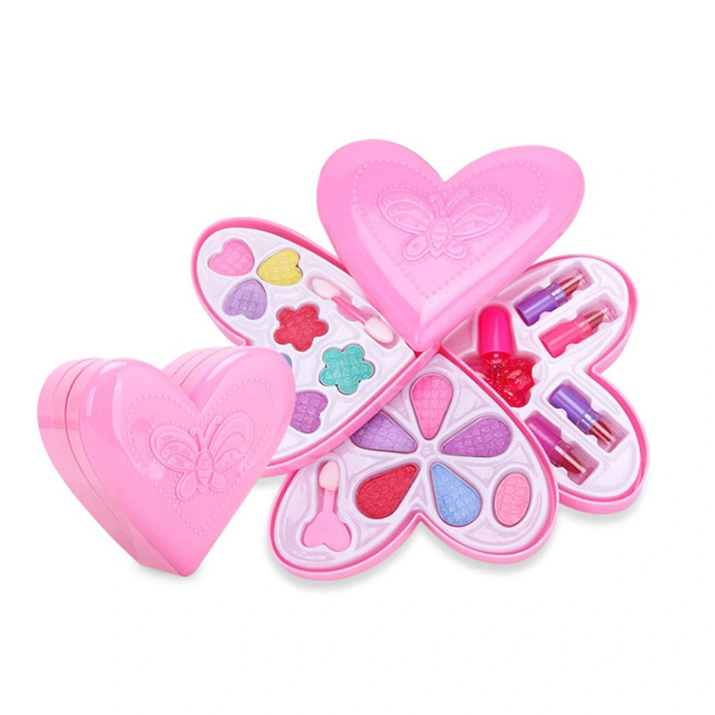 1pc Love Heart Shaped 4-Layer Children's Prepend Play Toys Makeup Box Set Kids Dress Up Cosmetics Kit Toy