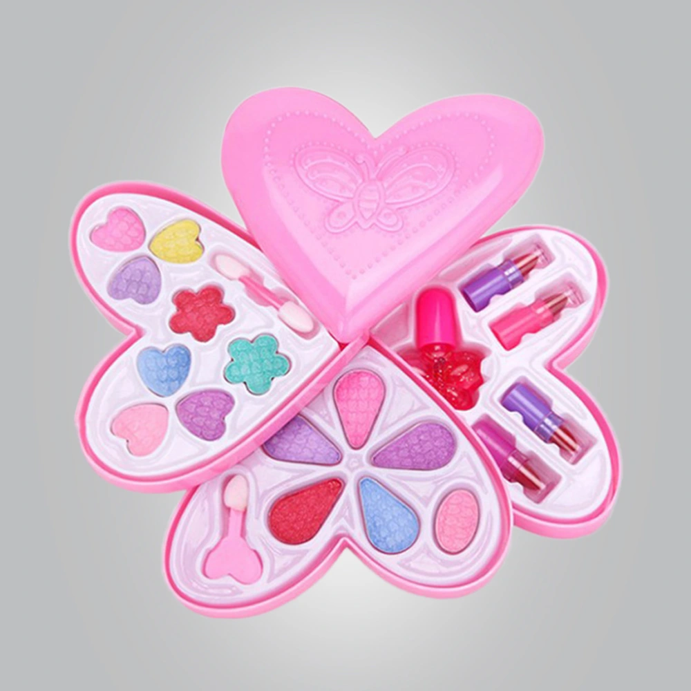 1pc Love Heart Shaped 4-Layer Children's Prepend Play Toys Makeup Box Set Kids Dress Up Cosmetics Kit Toy