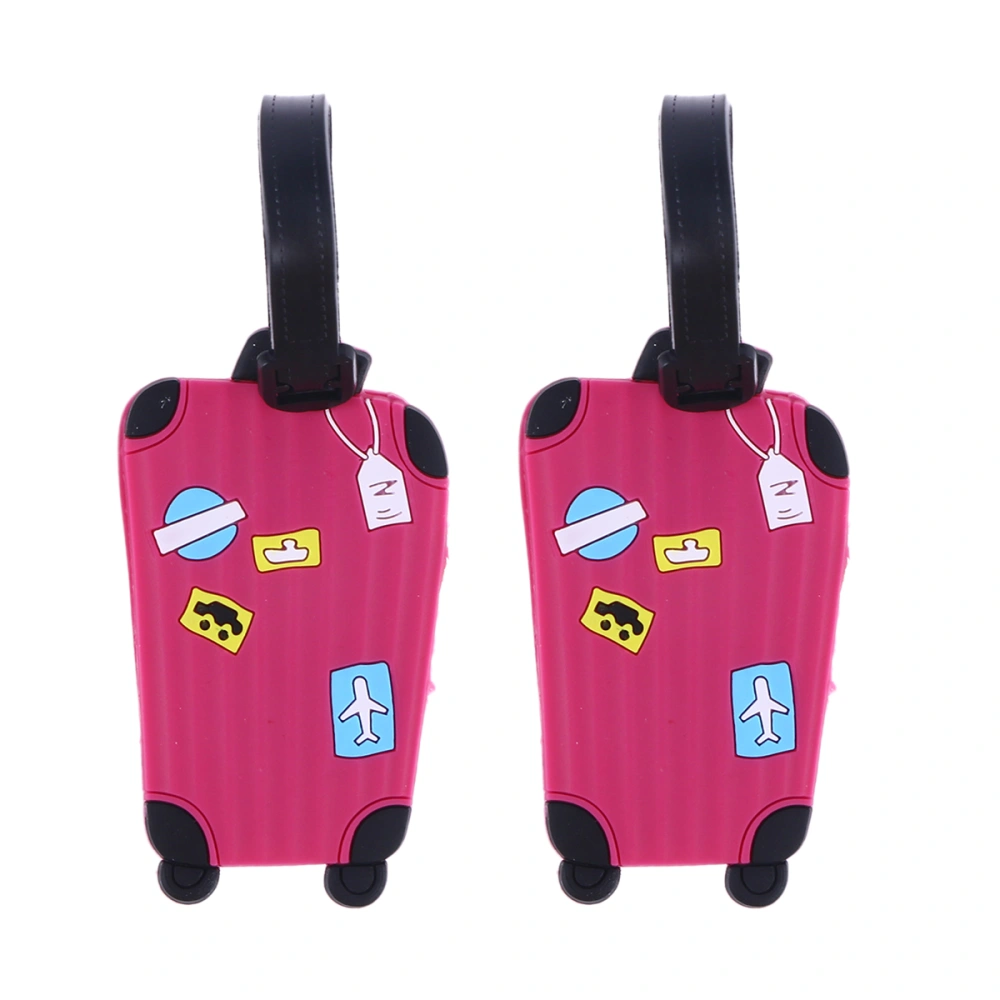 2pcs Travel Accessories PVC Polyethylene Luggage Tags Suitcase ID Address Label Baggage Travel Tag(Pink)