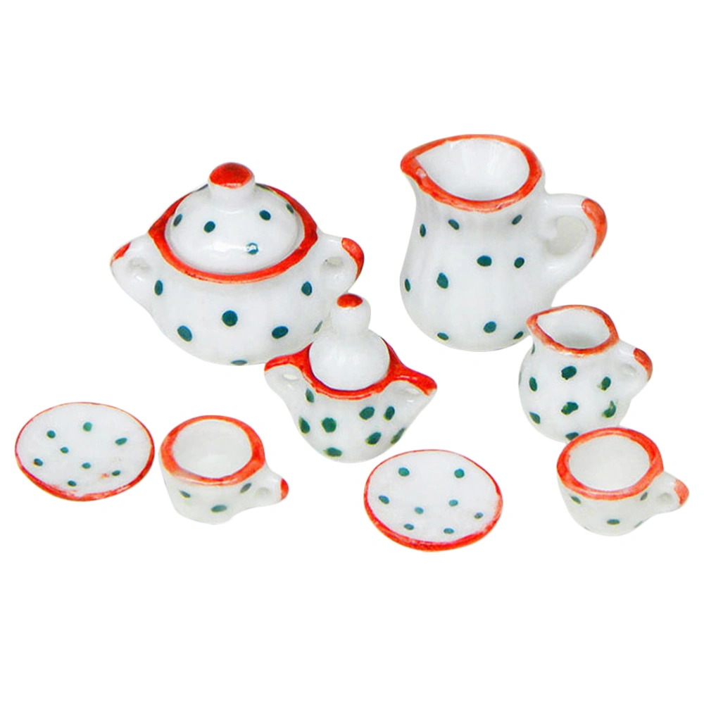 1 Set of Funny Mini Tea Pot Ornaments Simulation Tea Ware Decorative Miniature Tea Set