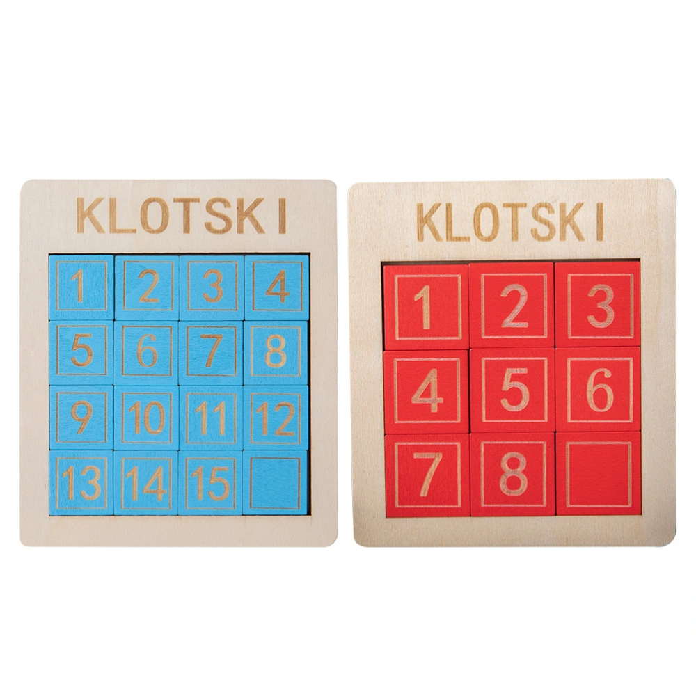 2 Pcs Kids Number Blocks Sliding Puzzle Toy Wooden Number Puzzle Toy Early Learning Toy