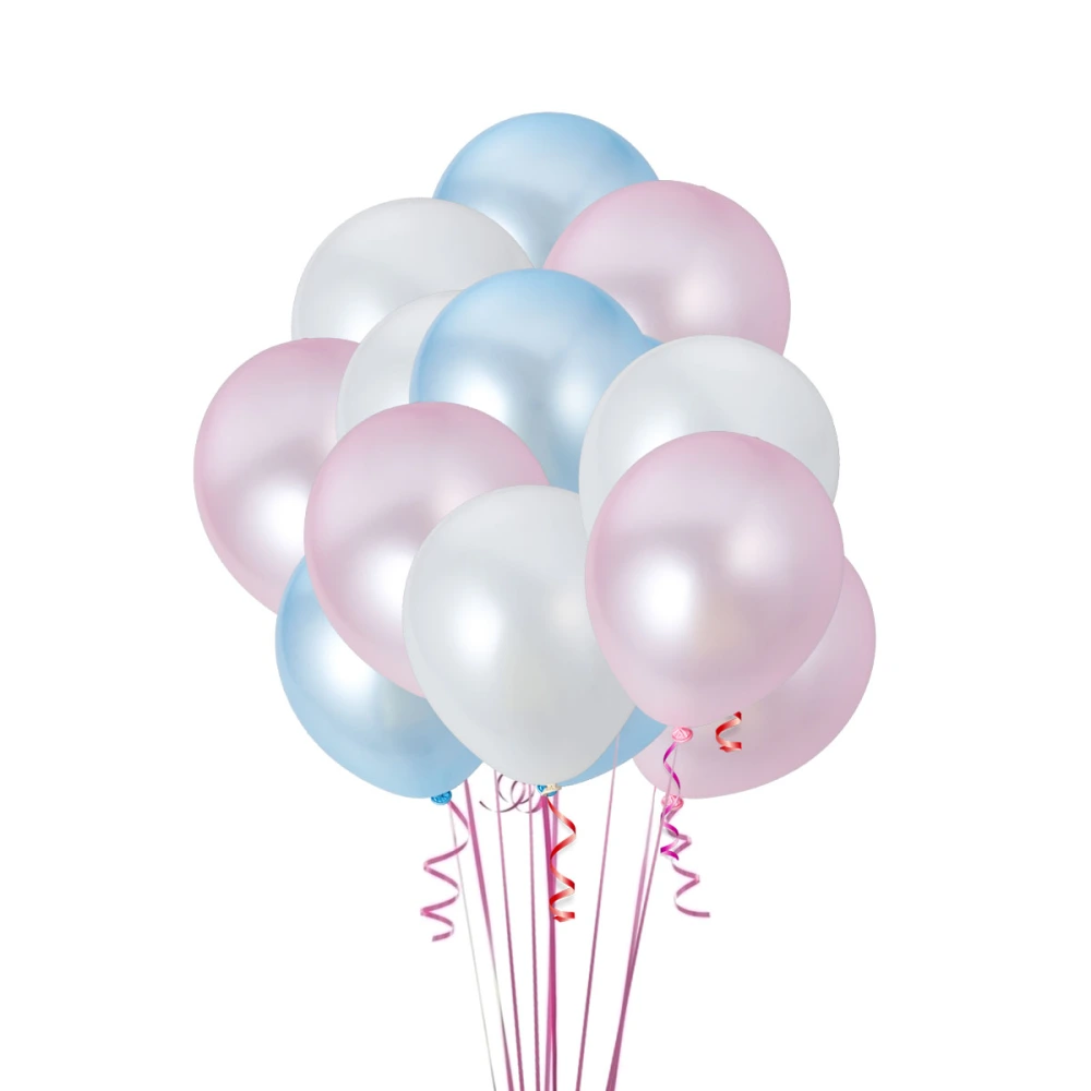 100 Pcs 12inch Round Balloons Latex Balloons for Party Wedding Decoration (Light blue, Light Pink and White)