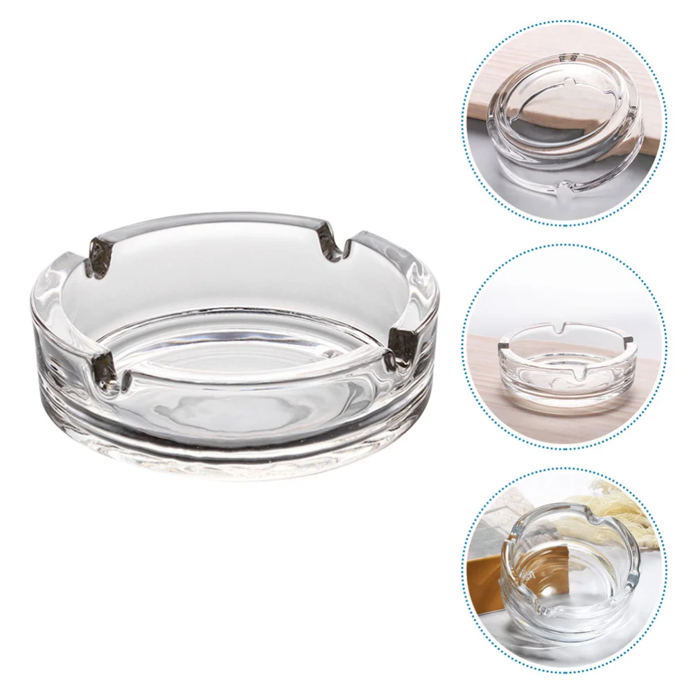 Glass Ashtray Decorative Transparent Ash Tray Tabletop Ashtray for Cigarettes Home Ashtray