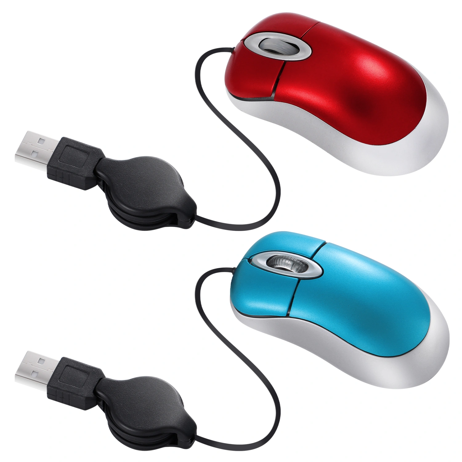 LEDMOMO USB Optical Mouse Compact Mini Plug and Play USB Mouse with Retractable Cable for Computers and laptops (Random Color)