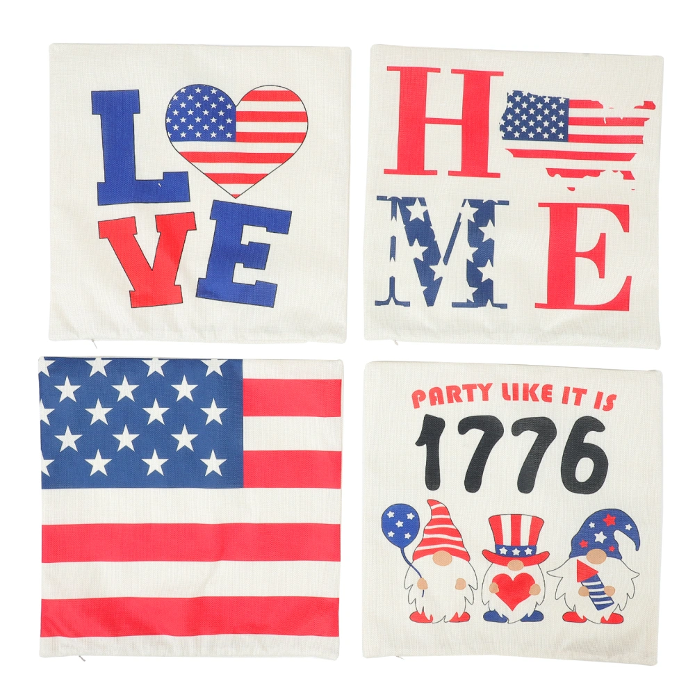 4pcs Pillow Case Cover Independence Day Decoration Patriotic Decor Pillowcase