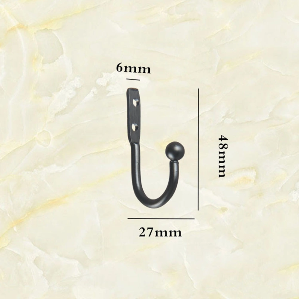 3pcs Mini Hook Single Small Size Wall Hooks Decorative Door Hanger Metal Alloy Wall Hangers Black Hooks(1 hook and 2 screws)