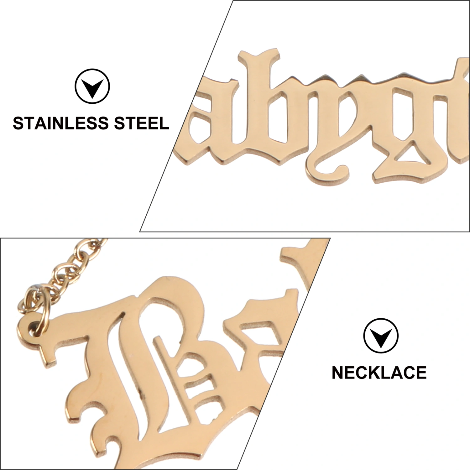 Stainless Steel Necklace English Letter Neck Chain Fashion Neck Pendant Neck Jewelry with Gift Box Golden