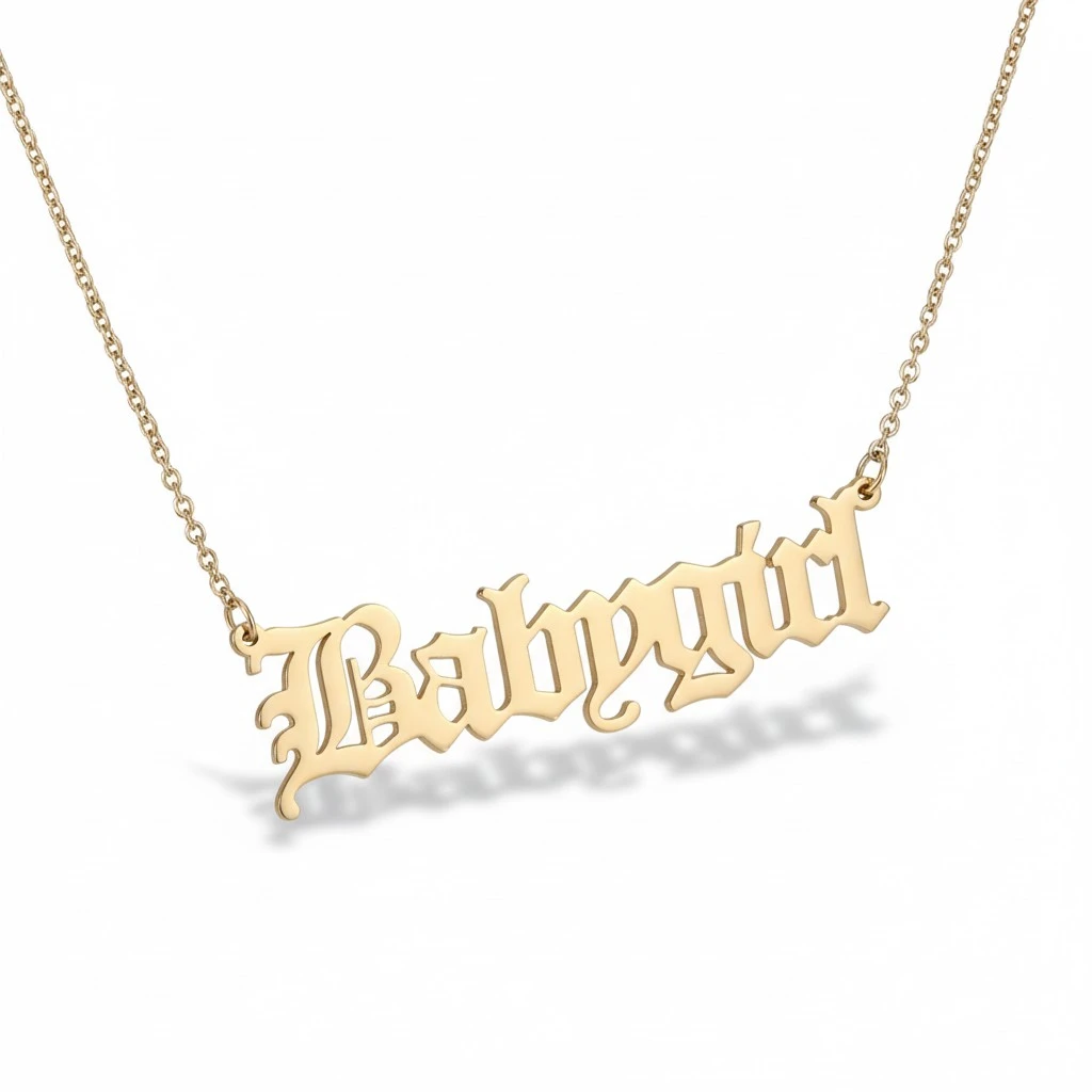 Stainless Steel Necklace English Letter Neck Chain Fashion Neck Pendant Neck Jewelry with Gift Box Golden