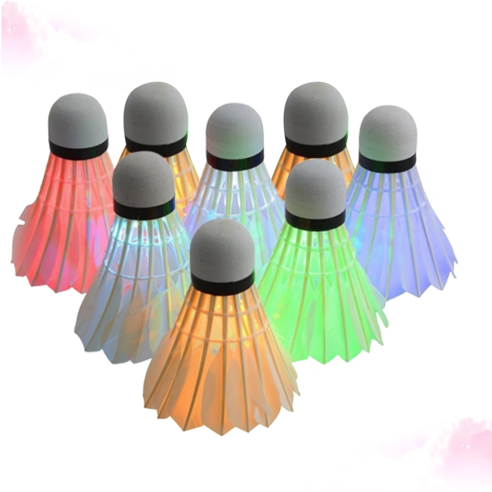 8pcs LED Light Shuttlecocks Creative Badmintons Night Glowing Shuttlecocks Sports Accessories for Outdoor