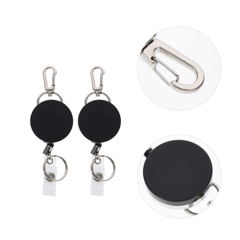 2Pcs Badge Holder Keychain Retractable Badge Holder Id Badge Holder Pendant Metal Keychain